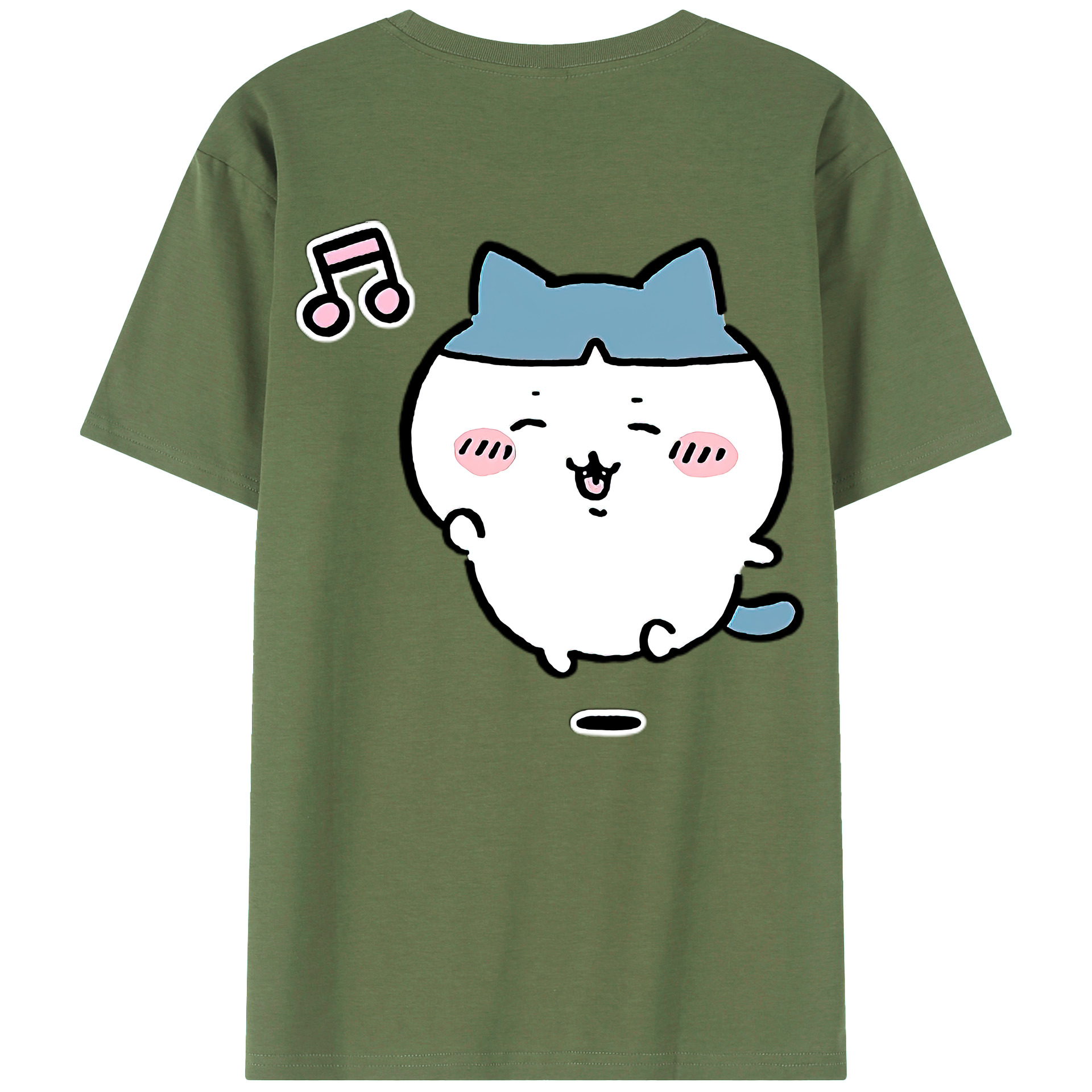 （画像用） ちいかわ ハチワレ Chii-kawa hachiware 綿100％ メンズ半袖Tシャツ（バックプリント） 通気性